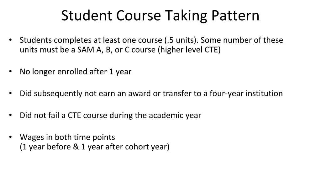 student course taking pattern