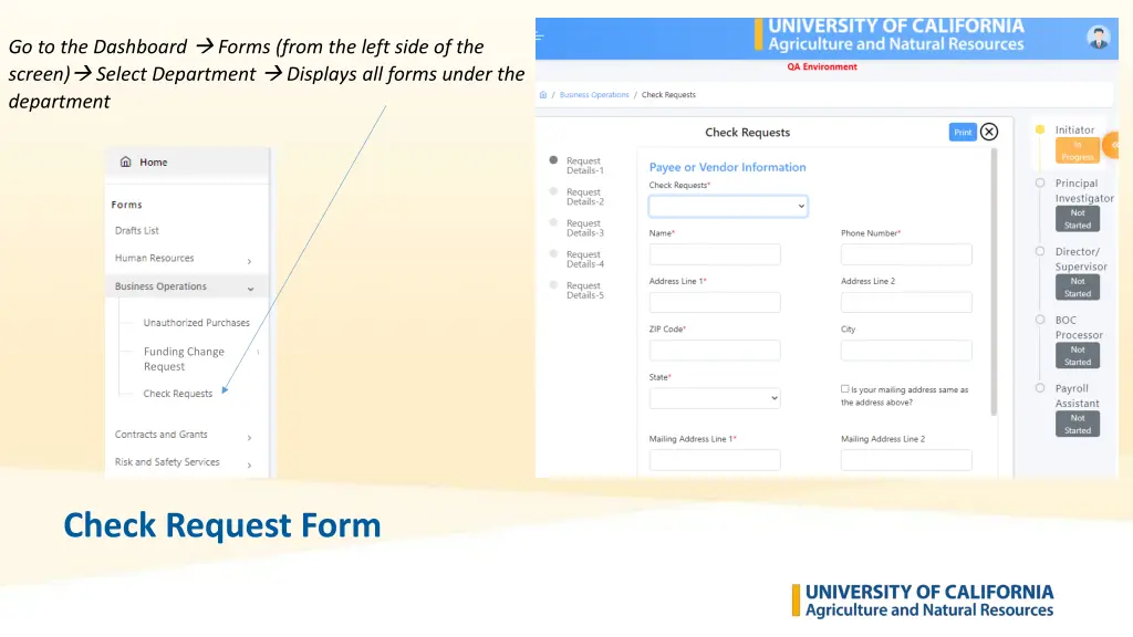 go to the dashboard forms from the left side