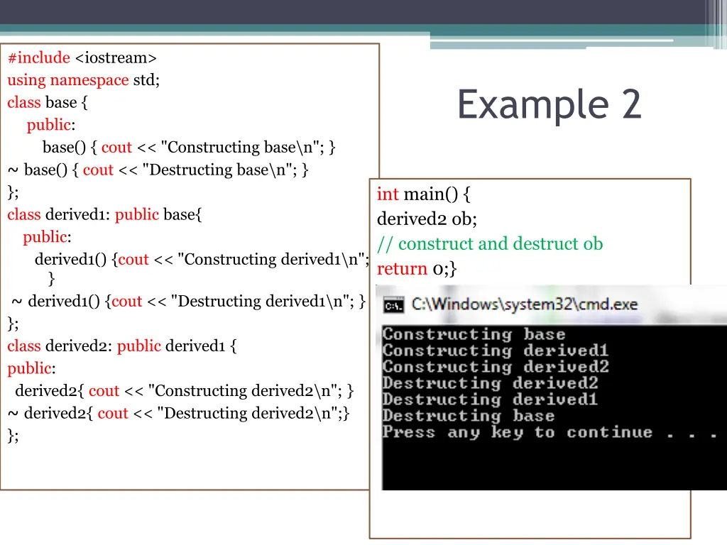 include iostream using namespace std class base 1
