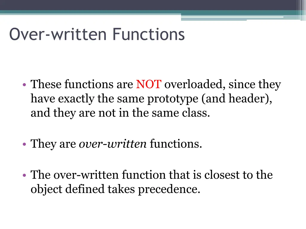 over written functions