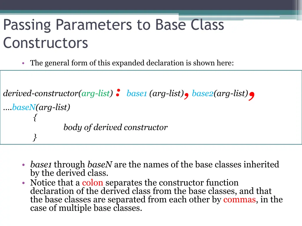 passing parameters to base class constructors