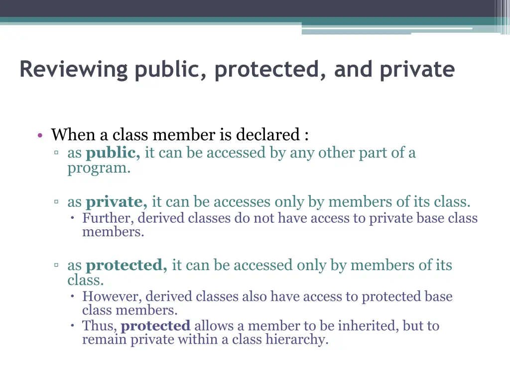reviewing public protected and private
