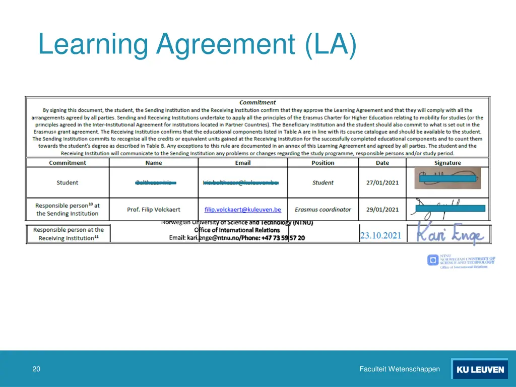 learning agreement la 3