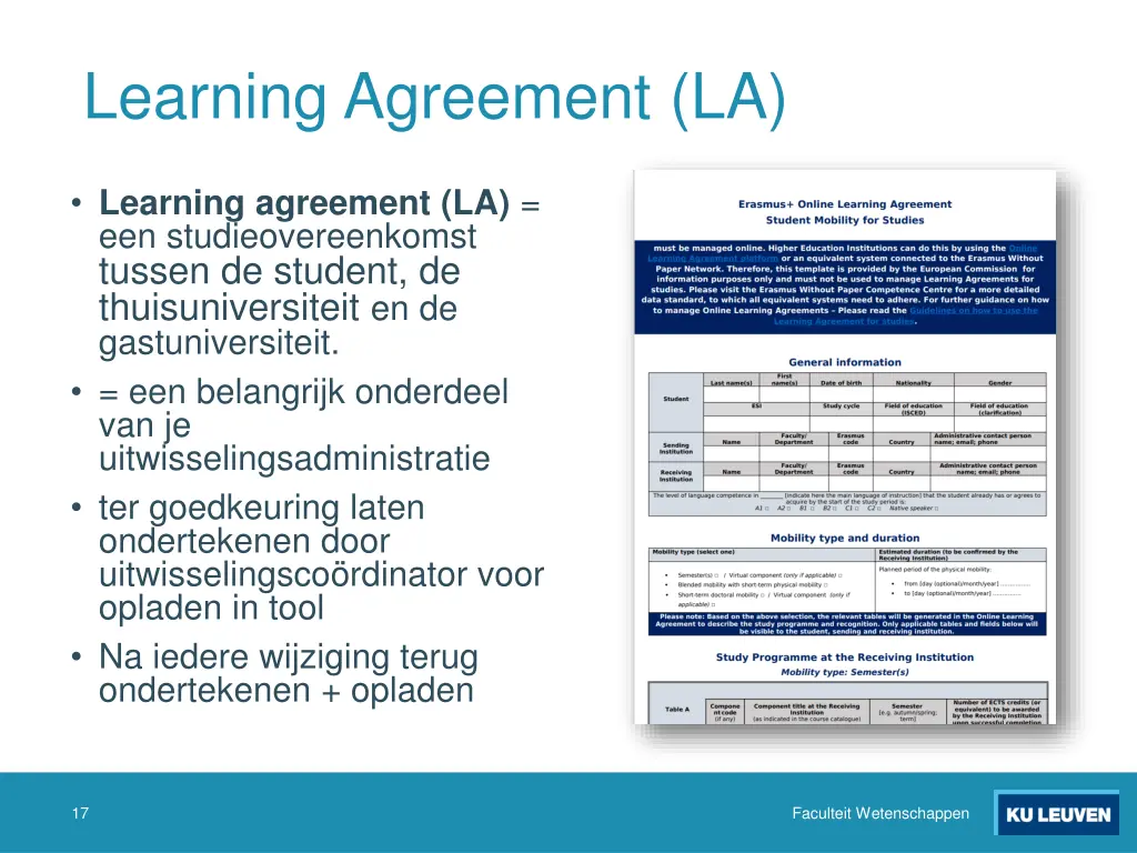 learning agreement la