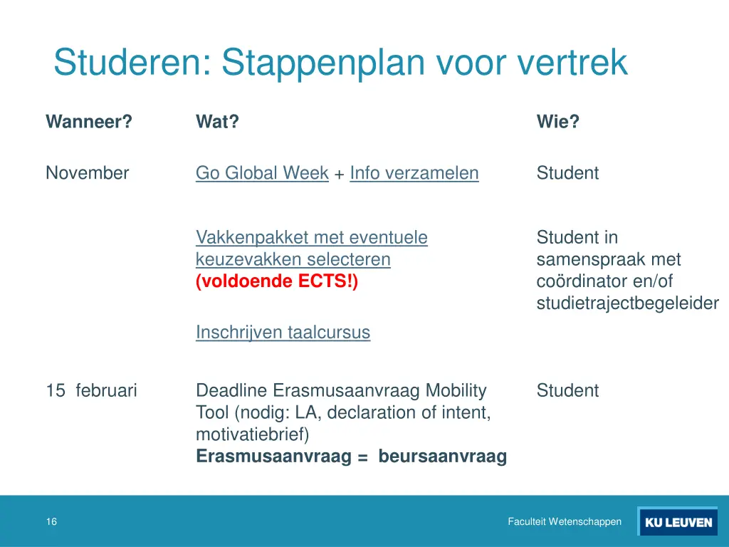 studeren stappenplan voor vertrek