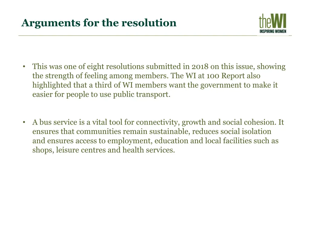arguments for the resolution