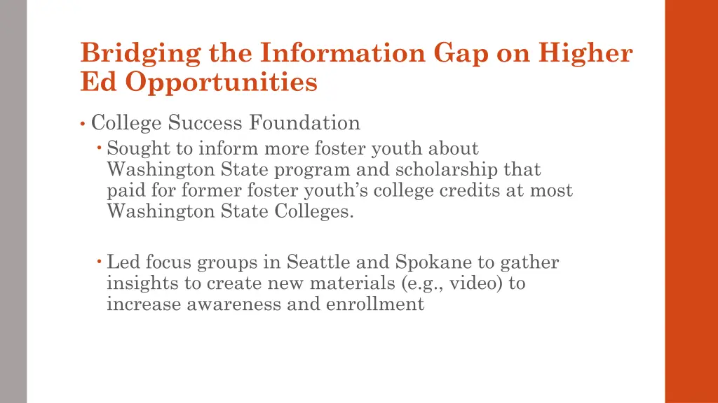 bridging the information gap on higher