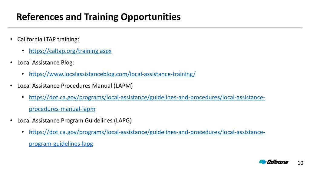 references and training opportunities