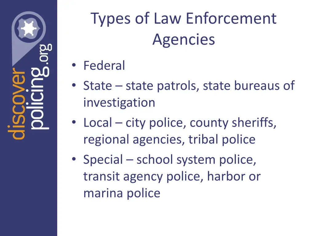 types of law enforcement agencies
