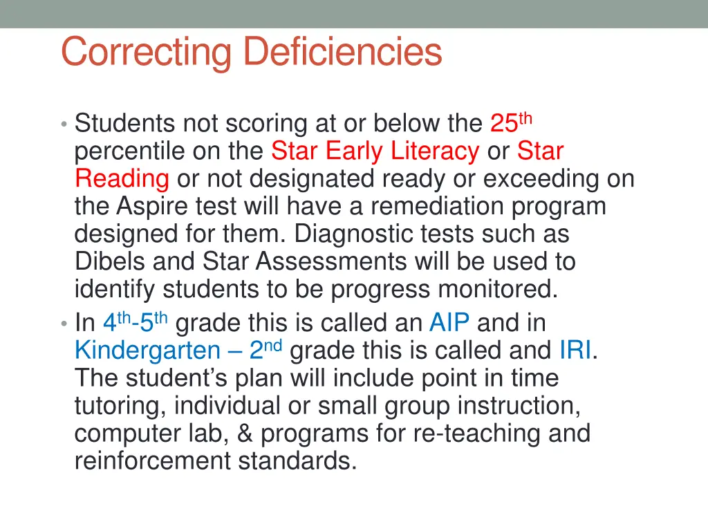 correcting deficiencies