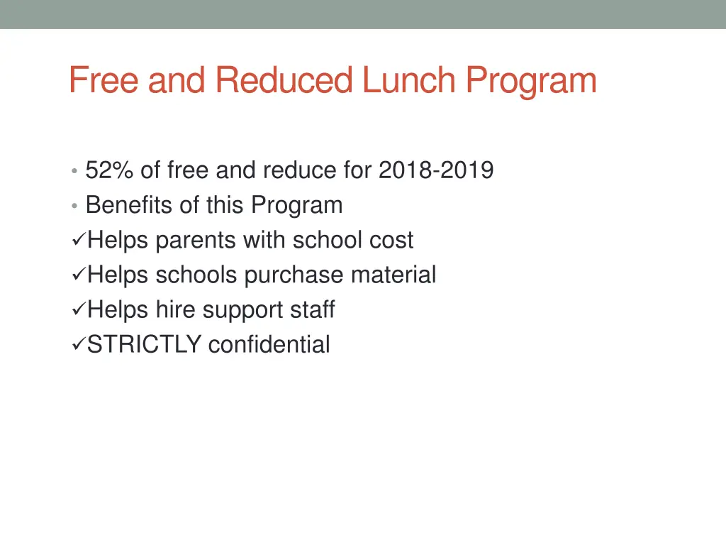 free and reduced lunch program