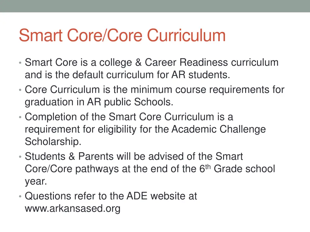 smart core core curriculum