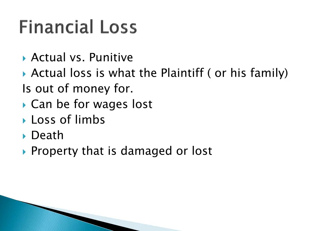 actual vs punitive actual loss is what