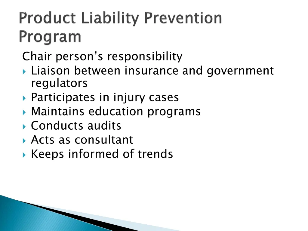 chair person s responsibility liaison between