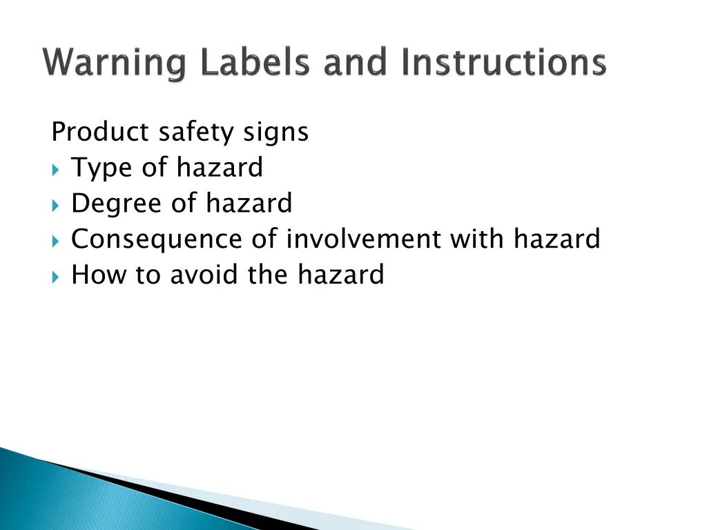 product safety signs type of hazard degree
