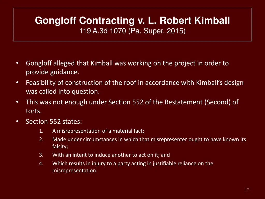 gongloff contracting v l robert kimball 1