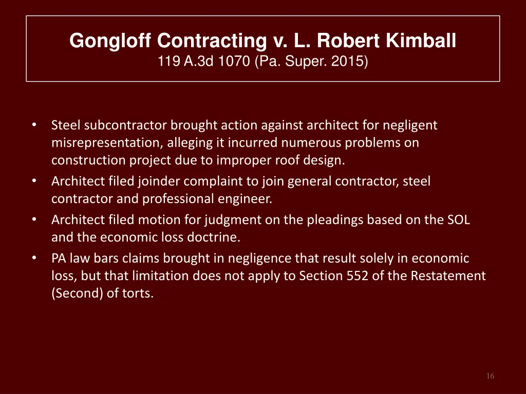 gongloff contracting v l robert kimball