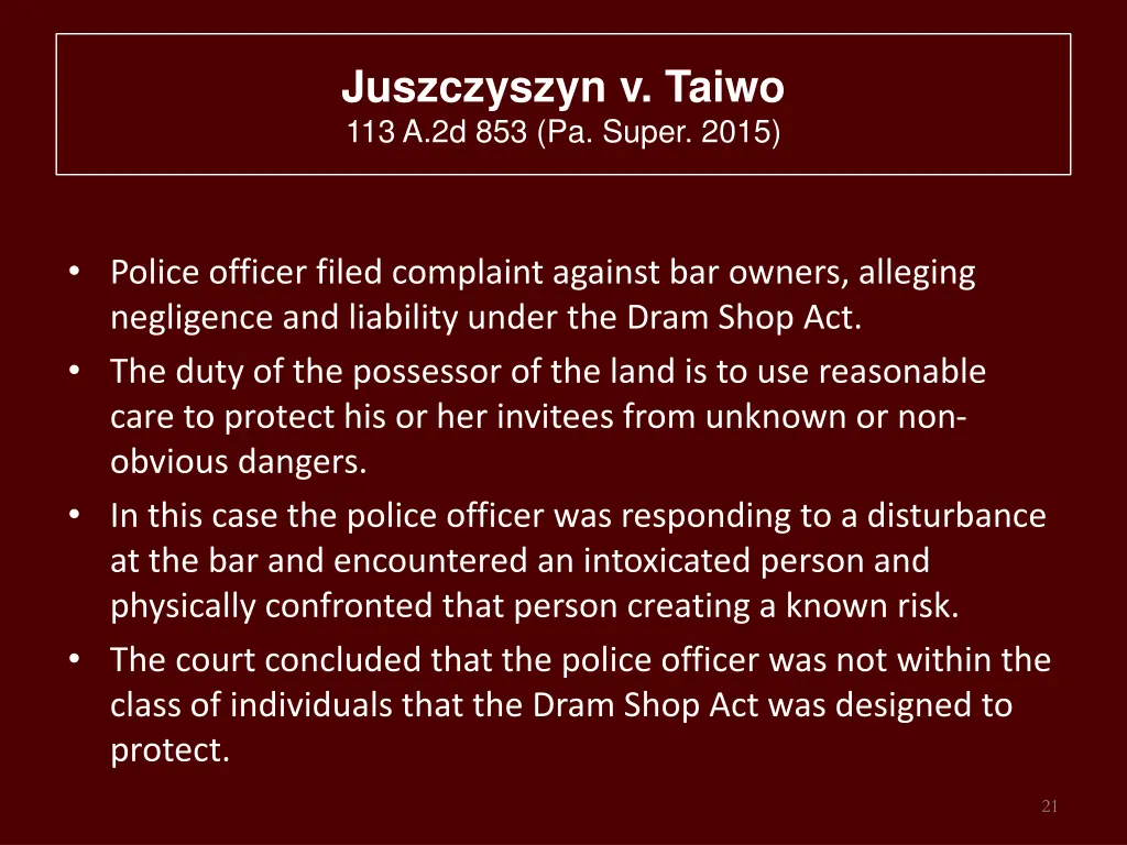 juszczyszyn v taiwo 113 a 2d 853 pa super 2015