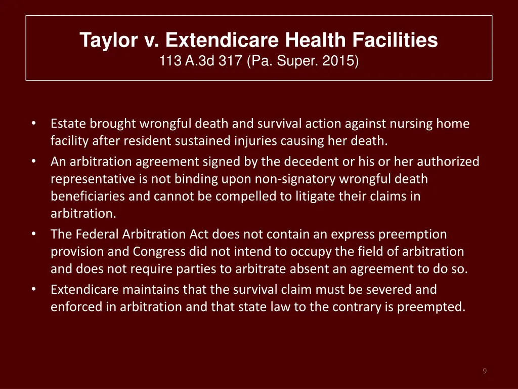 taylor v extendicare health facilities