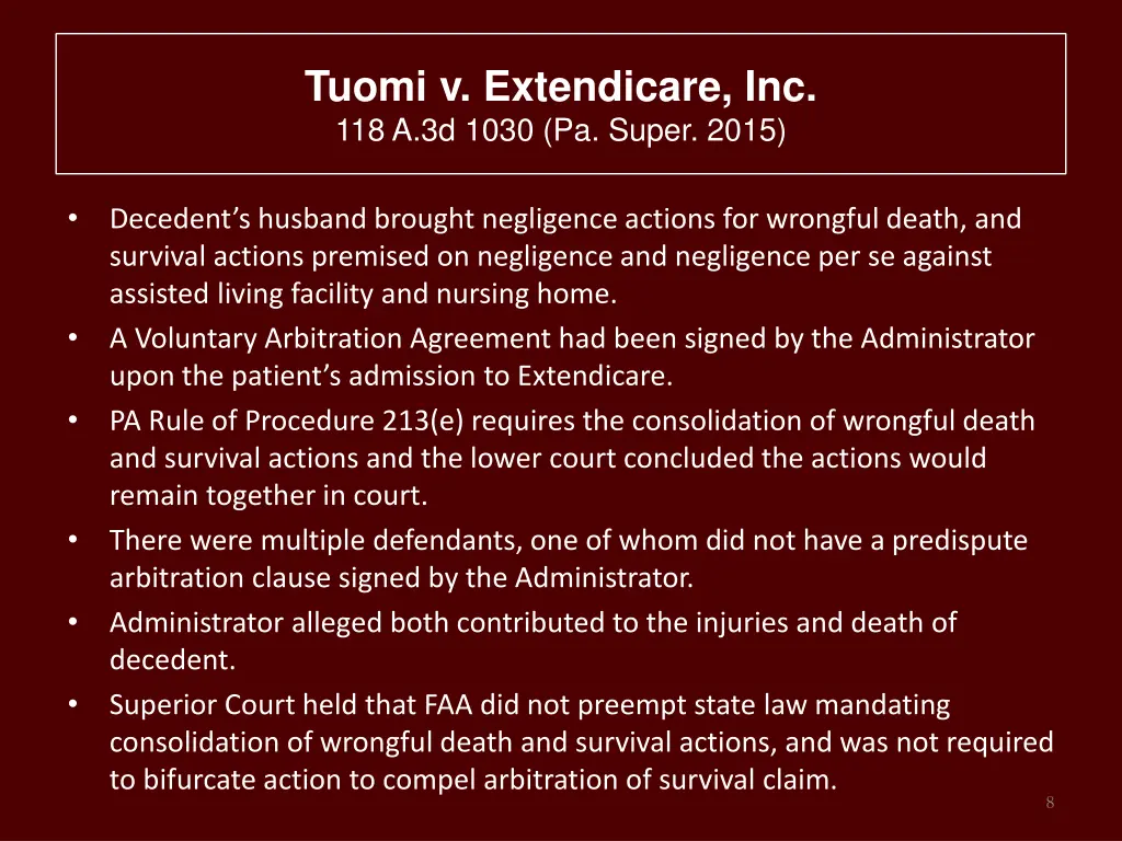 tuomi v extendicare inc 118 a 3d 1030 pa super