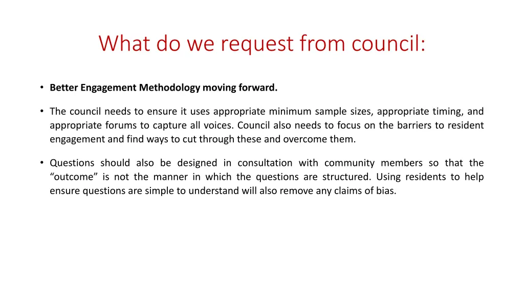what do we request from council