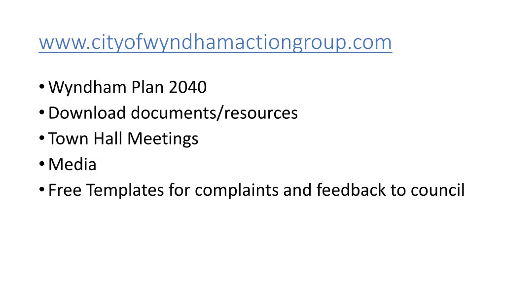 www cityofwyndhamactiongroup com