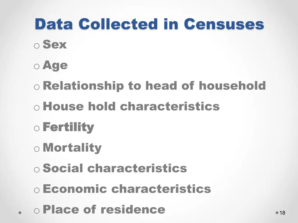 data collected in censuses