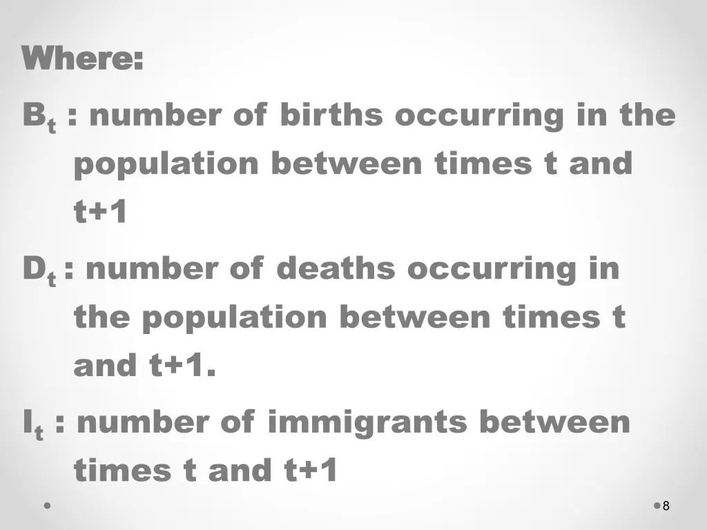 where where b t number of births occurring