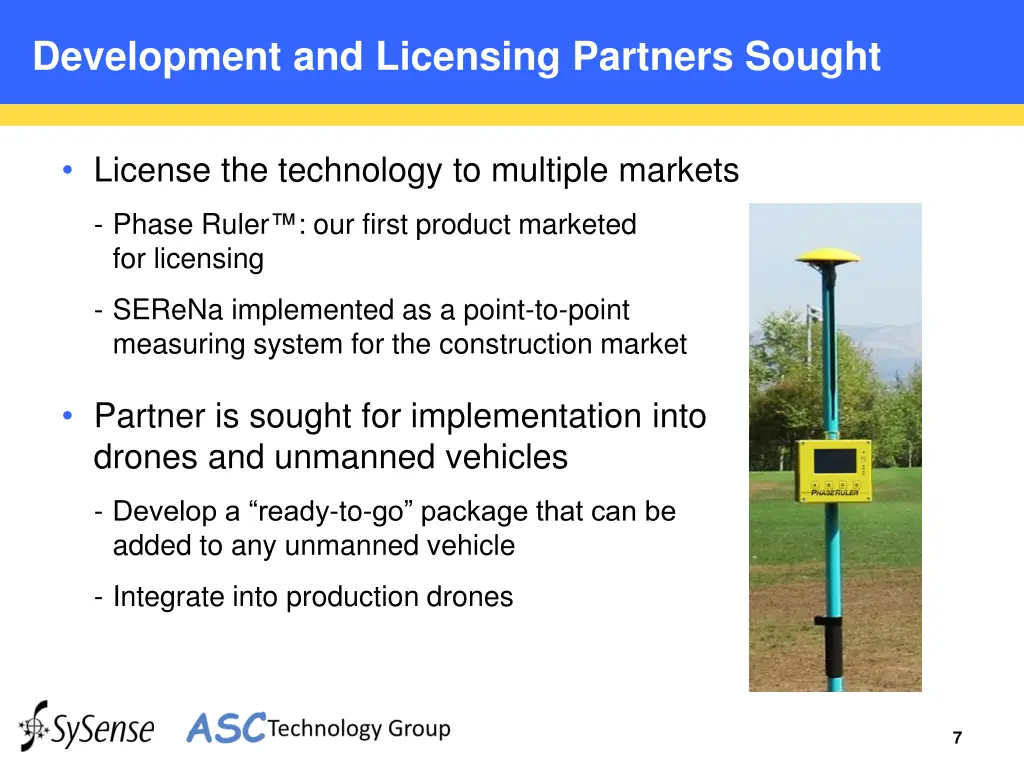 development and licensing partners sought
