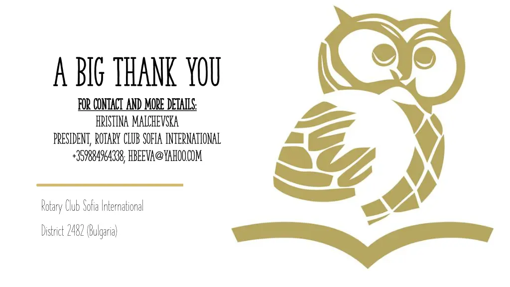 a big thank you for contact and more details