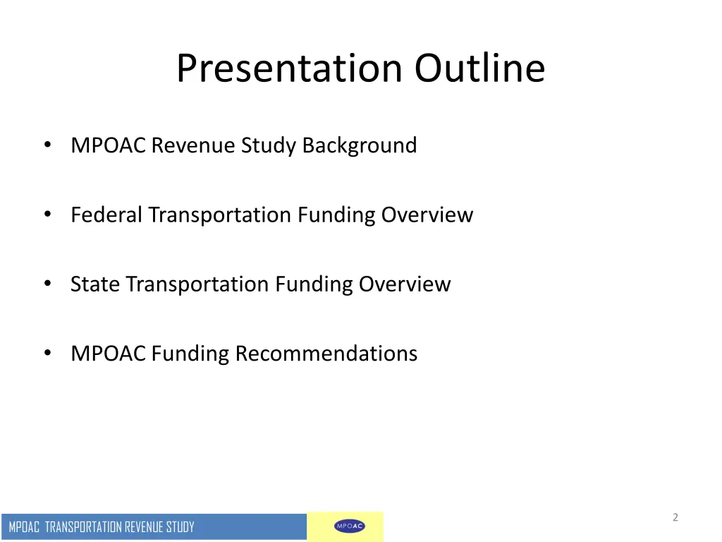 presentation outline
