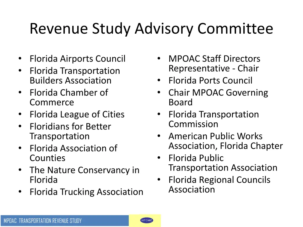 revenue study advisory committee