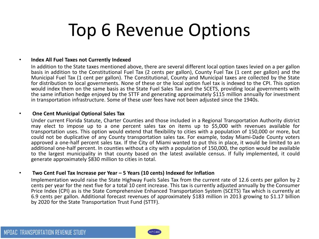top 6 revenue options