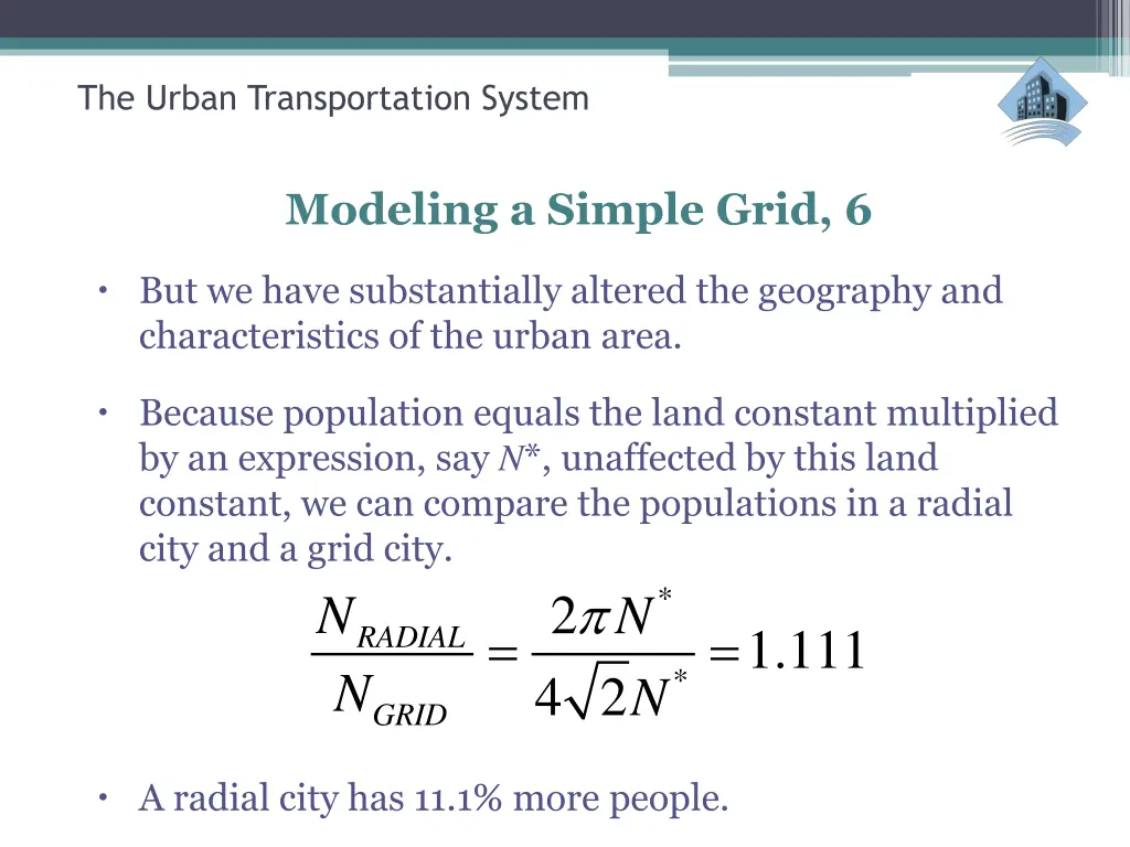 the urban transportation system 9