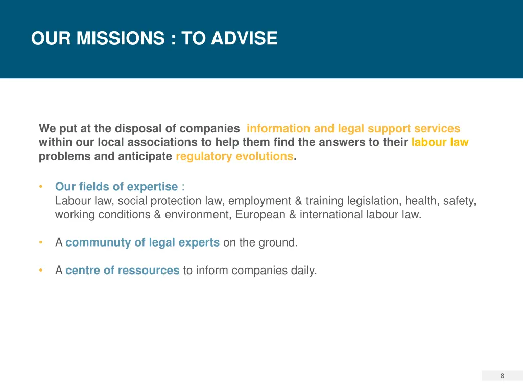 our missions to advise