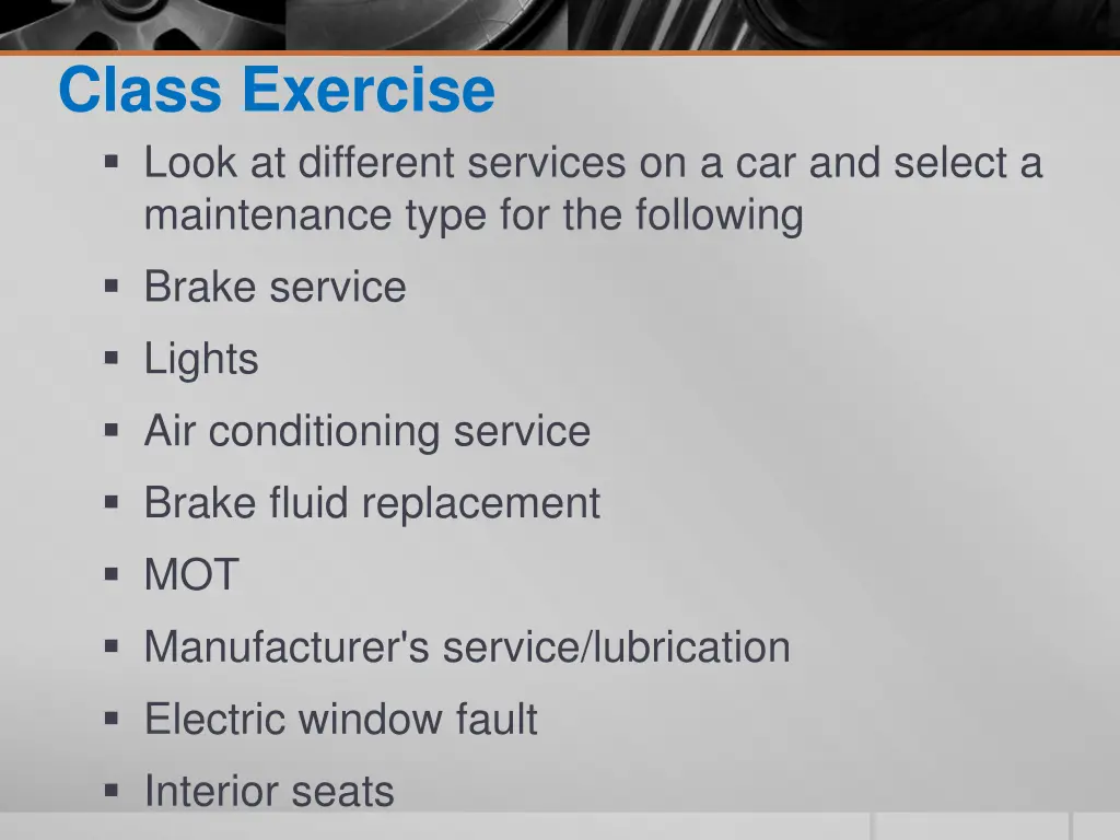 class exercise look at different services