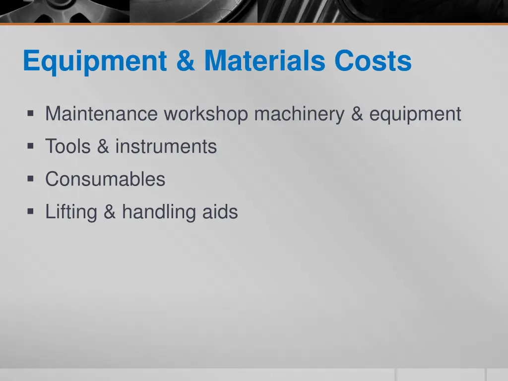 equipment materials costs