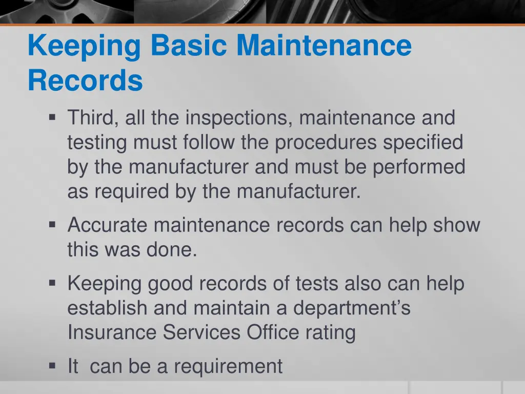 keeping basic maintenance records third