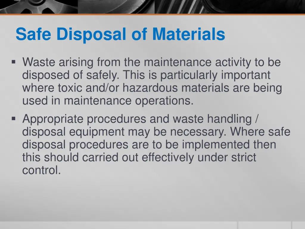 safe disposal of materials