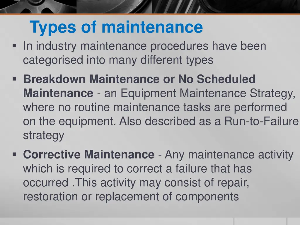 types of maintenance in industry maintenance