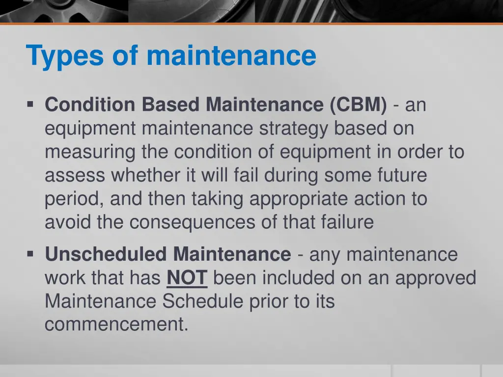types of maintenance