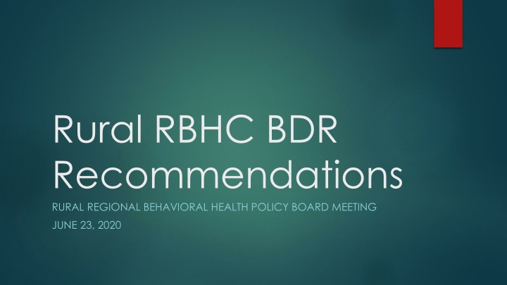 rural rbhc bdr recommendations rural regional