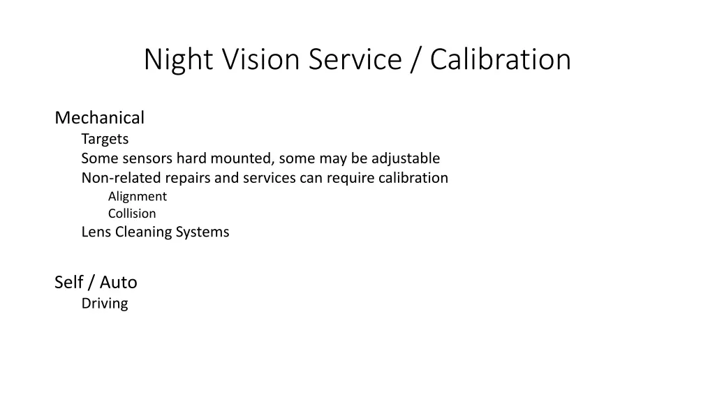 night vision service calibration