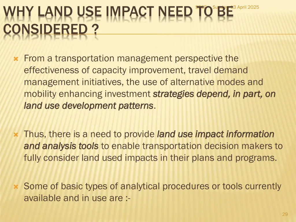why land use impact need to be considered 2