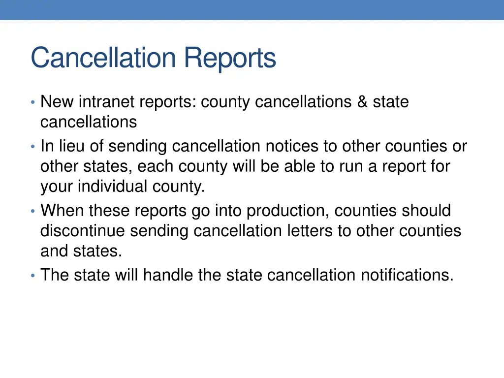 cancellation reports
