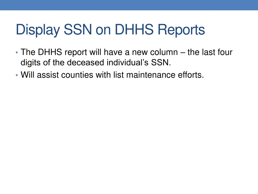 display ssn on dhhs reports