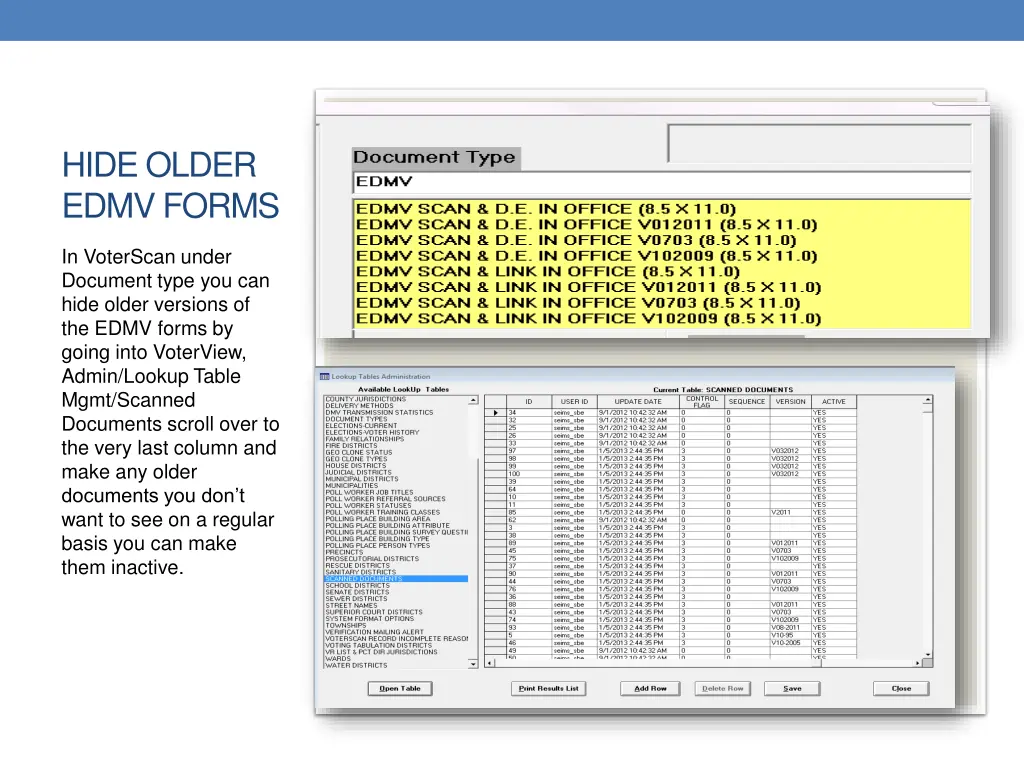 hide older edmv forms
