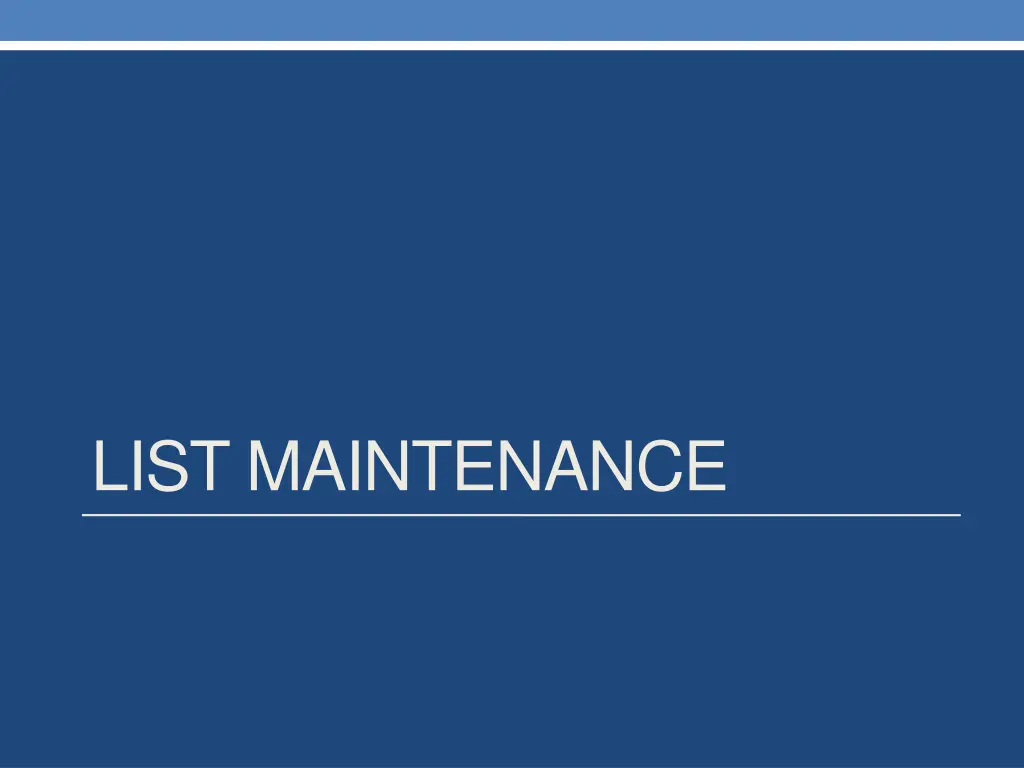 list maintenance