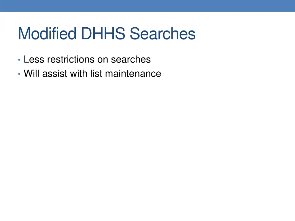 modified dhhs searches
