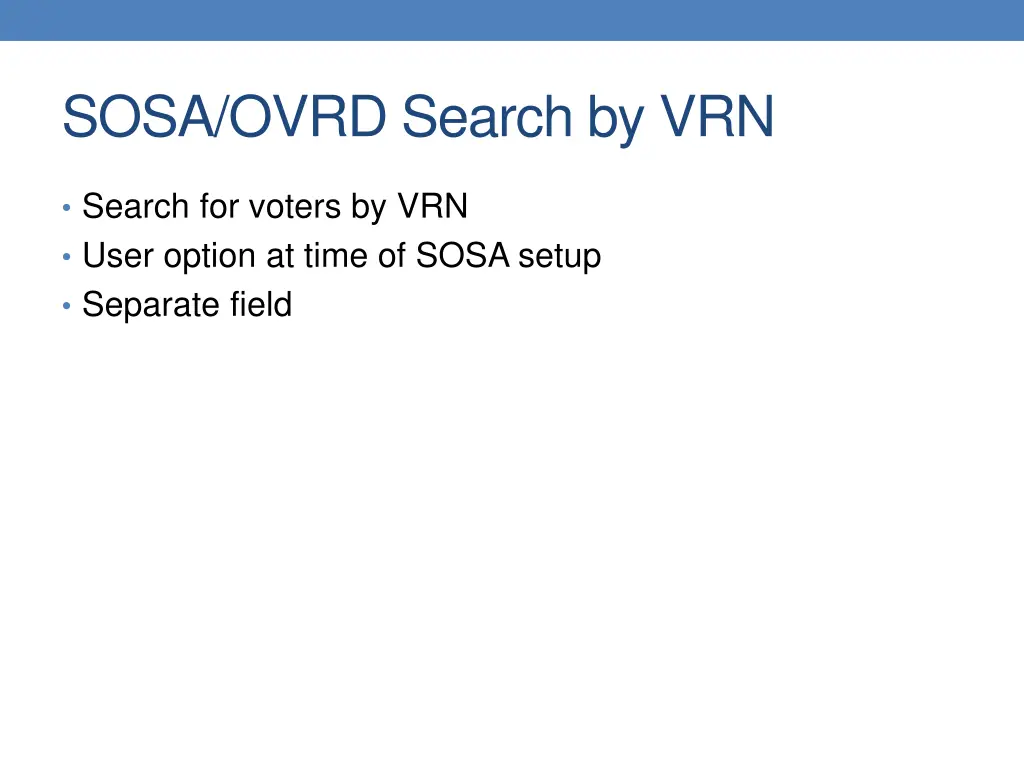sosa ovrd search by vrn